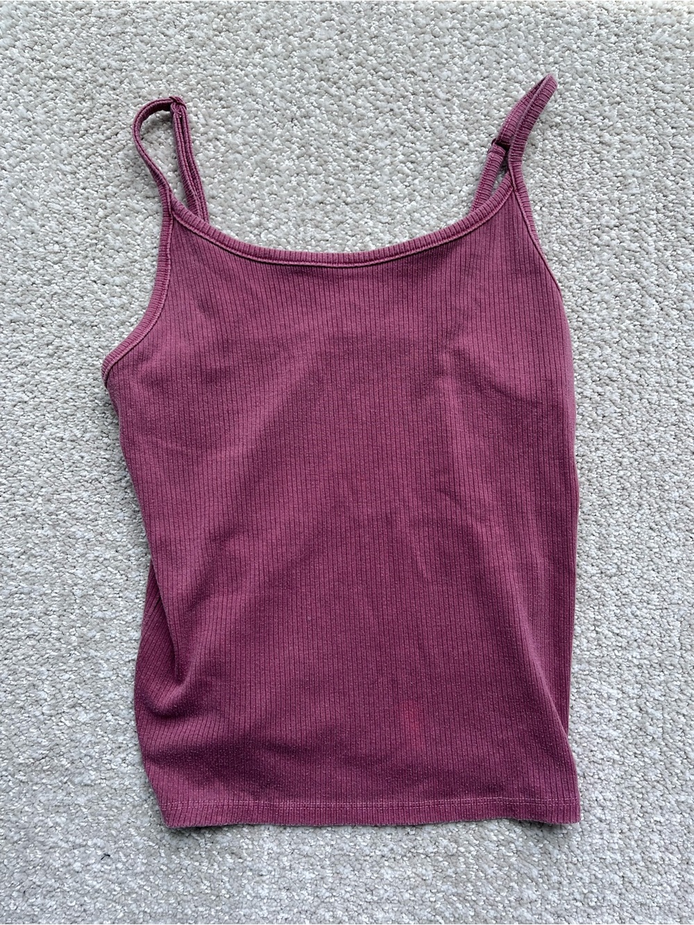 American Eagle Outfitters Ribbed Spaghetti Strap Tank - Plum Berry